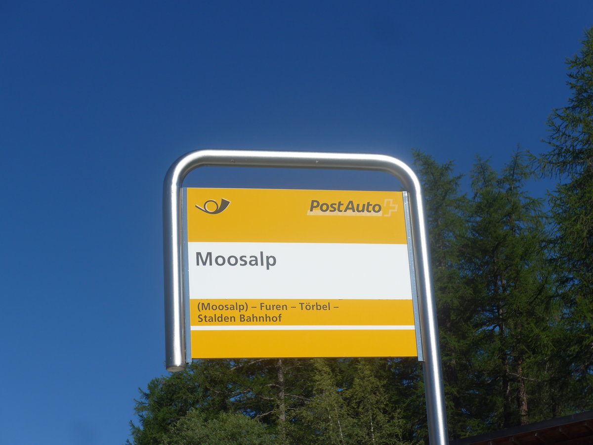(208'983) - PostAuto-Haltestelle - Moosalp - am 18. August 2019