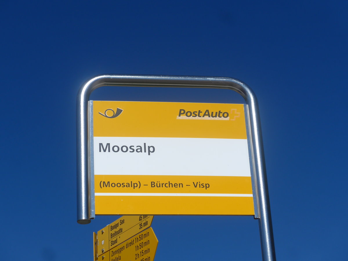 (208'987) - PostAuto-Haltestelle - Moosalp - am 18. August 2019