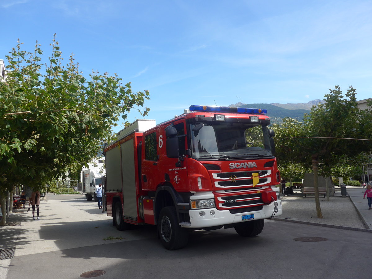 (209'506) - Feuerwehr, Sion - Nr. 6/VS 12'450 - Scania am 9. September 2019 in Sion