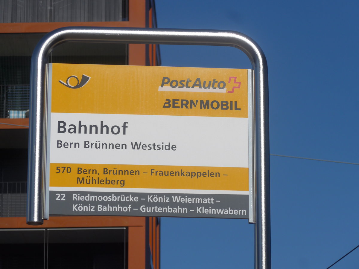 (209'707) - PostAuto-Haltestelle - Bern Brnnen Westside, Bahnhof - am 15. September 2019