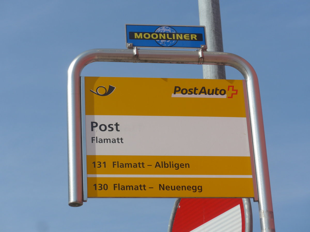 (215'576) - PostAuto-Haltestelle - Flamatt, Post - am 27. Mrz 2020