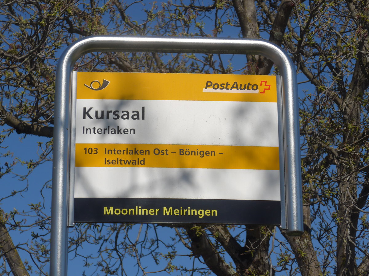 (216'078) - PostAuto-Haltestelle - Interlaken, Kursaal - am 15. April 2020