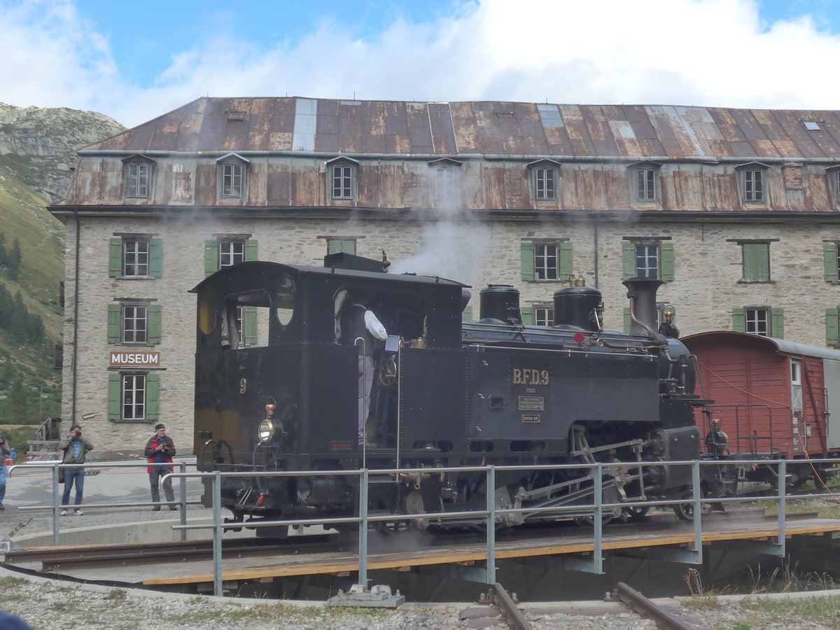(219'951) - DFB-Dampflokomotive - Nr. 9 - am 22. August 2020 in Gletsch