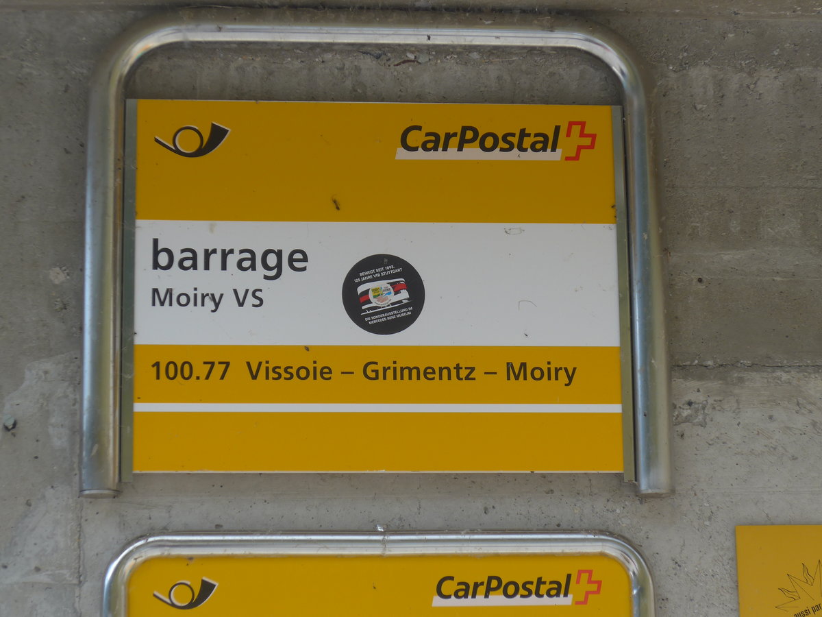 (220'511) - PostAuto-Haltestelle - Moiry VS, barrage - am 6. September 2020