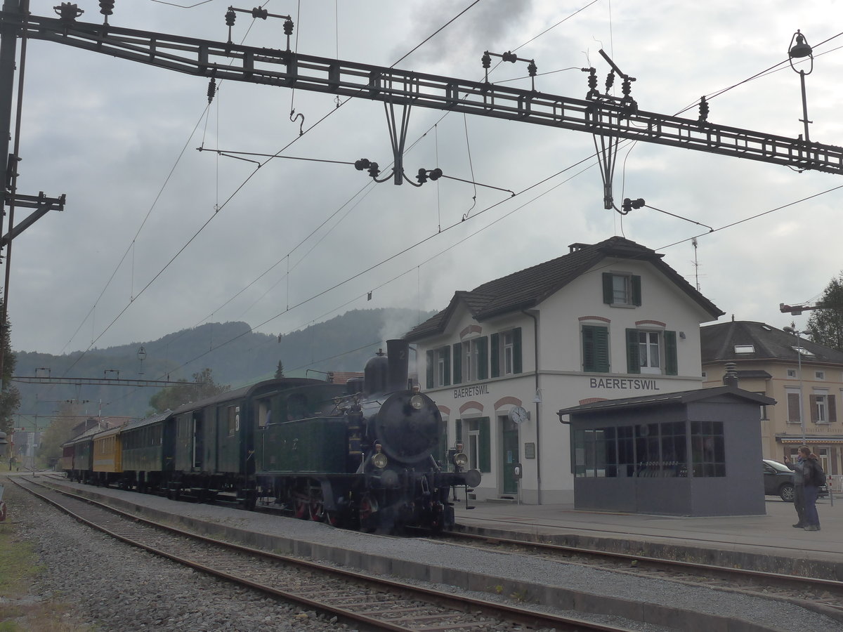 (221'964) - DVZO-Dampflokomotive - Nr. 2 - am 18. Oktober 2020 im Bahnhof Bretswil