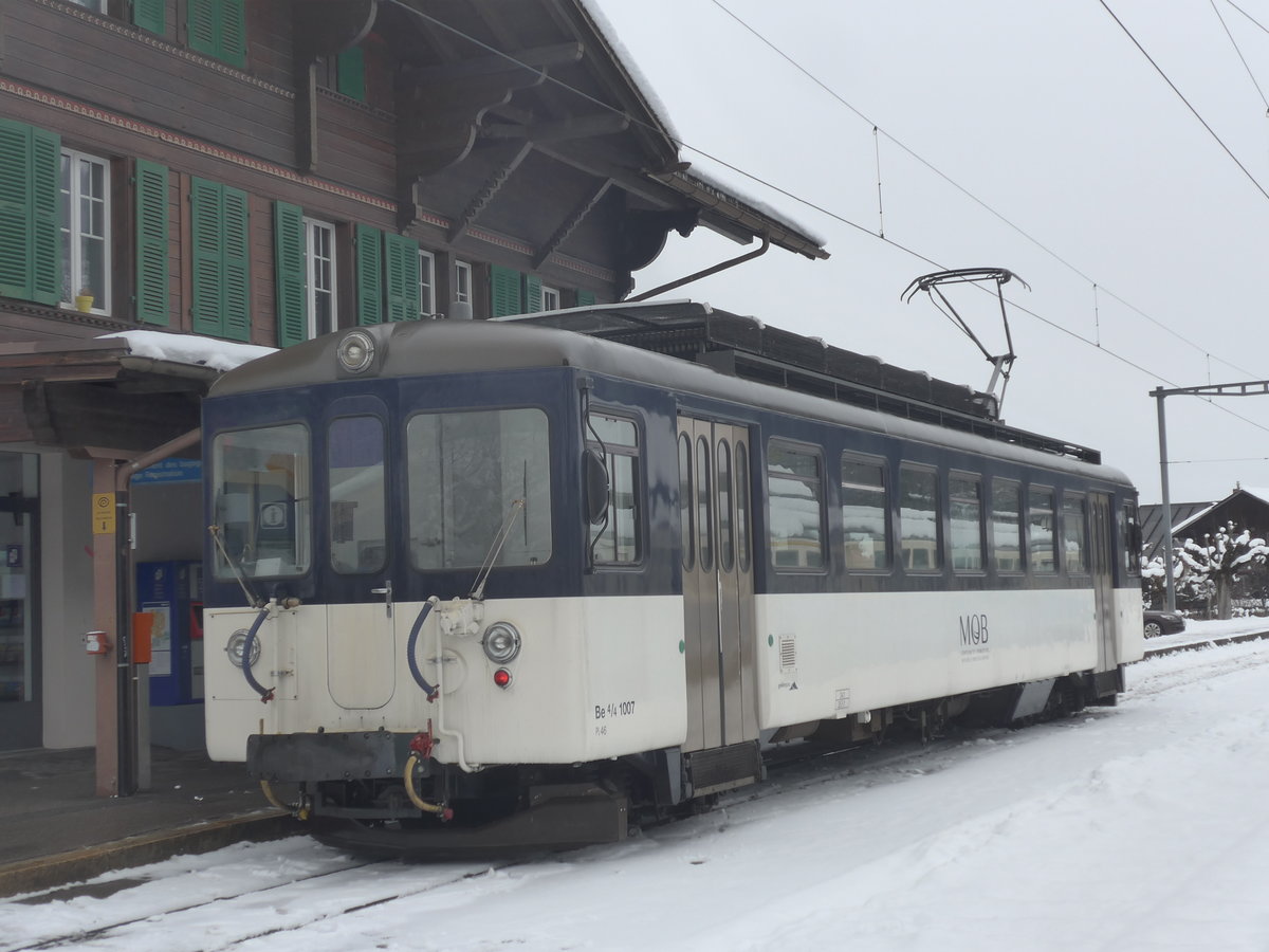 (222'986) - MOB-Triebwagen - Nr. 1007 - am 12. Dezember 2020 im Bahnhof Lenk
