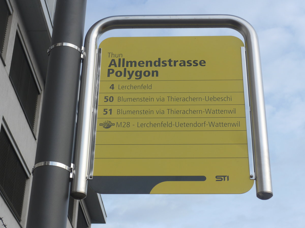 (223'019) - STI-Haltestelle - Thun, Allmendstrasse Polygon - am 14. Dezember 2020