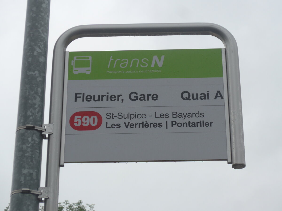 (226'841) - transN-Haltestelle - Fleurier, Gare - am 1. August 2021