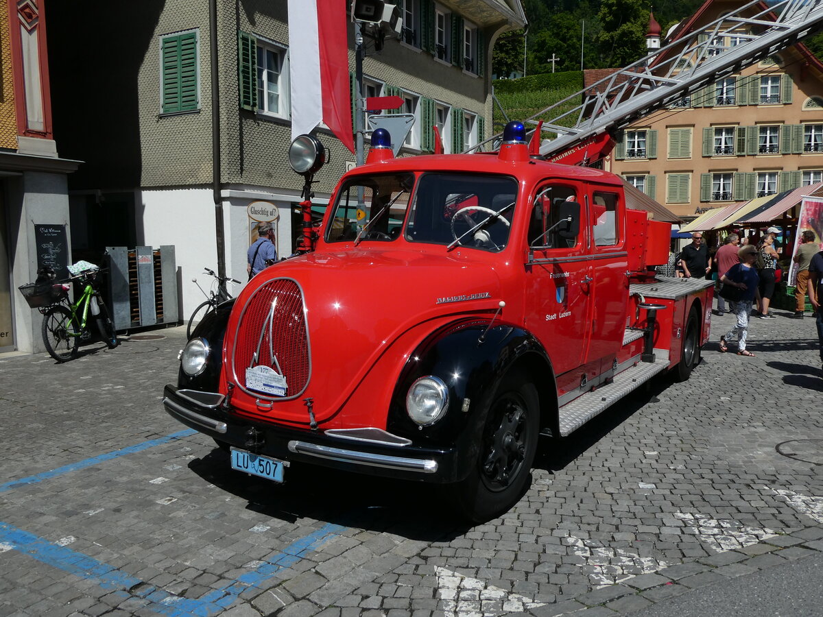 (236'625) - Feuerwehr, Luzern - LU 507 - Magirus-Deutz am 4. Juni 2022 in Sarnen, OiO