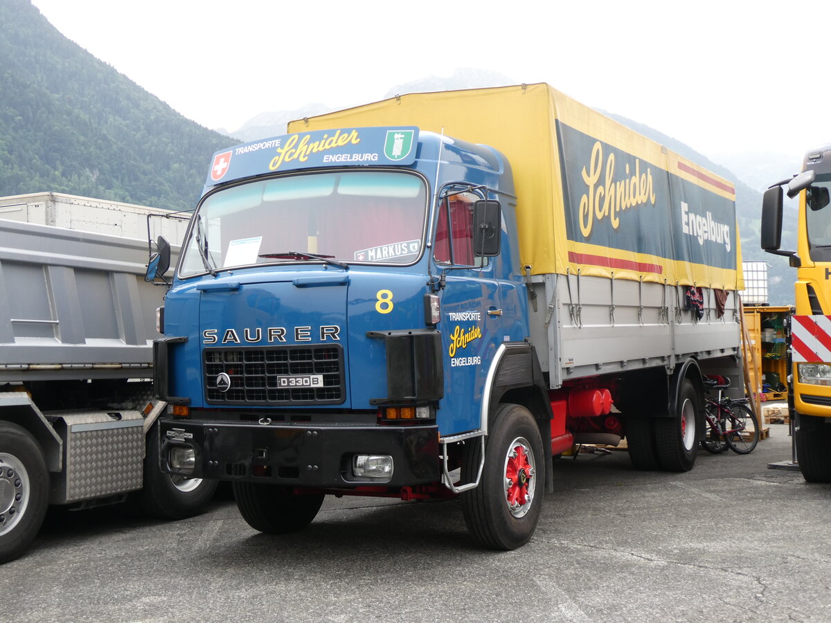 (264'164) - Schnider, Engelburg - Nr. 8 - Saurer am 29. Juni 2024 in Interlaken, Flugplatz