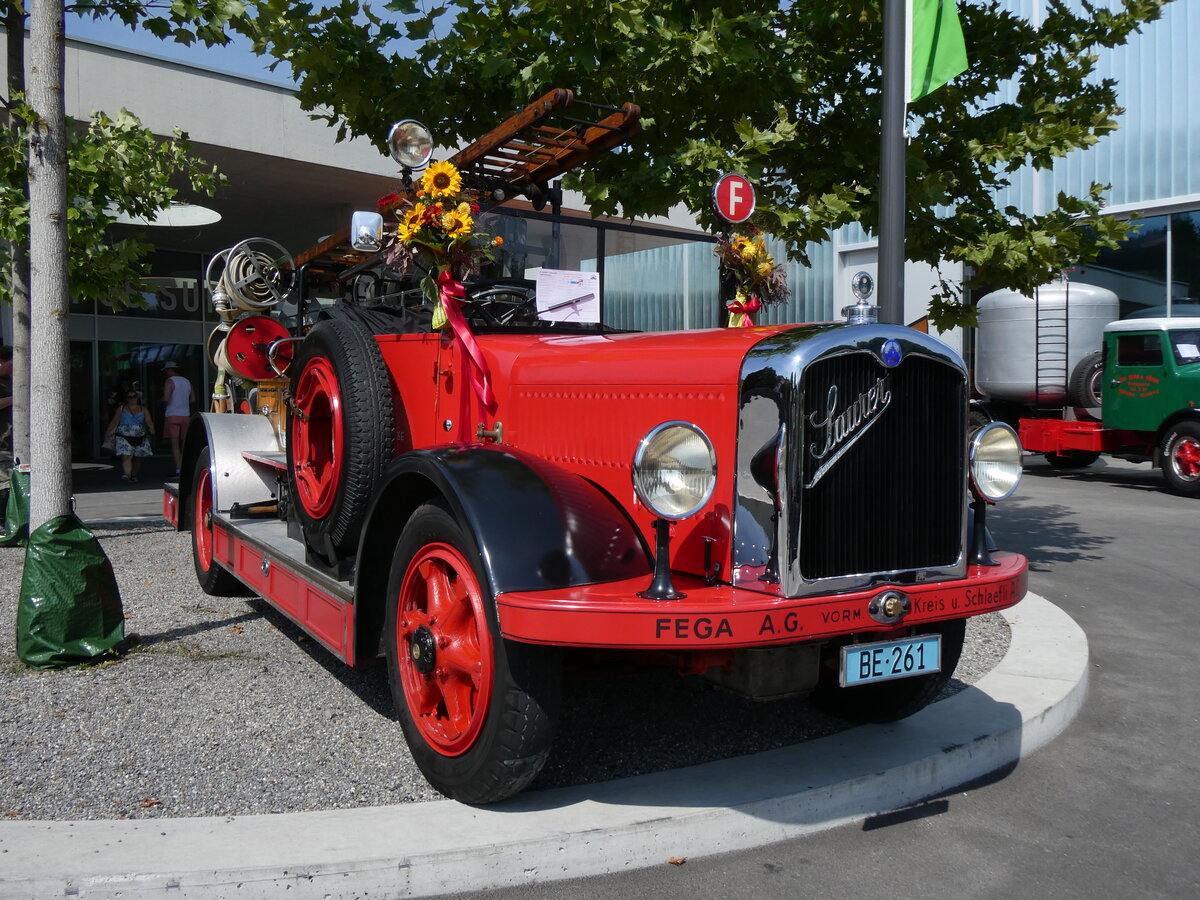 (266'388) - Feuerwehr, Herzogenbuchsee - BE 261 - Saurer am 31. August 2024 in Oberkirch, CAMPUS Sursee