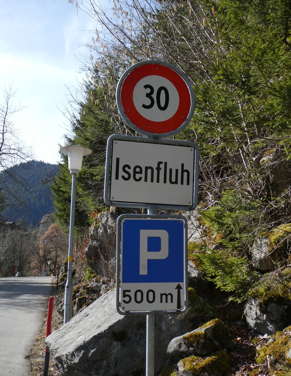 (285'226) - Ortstafel am 5. M�rz 2026 in Isenfluh