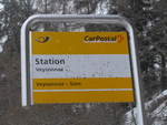 PostAuto/602152/188366---postauto-haltestelle---veysonnaz-station (188'366) - PostAuto-Haltestelle - Veysonnaz, Station - am 11. Februar 2018