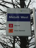 (137'986) - ZVB-Haltestelle - Zug, Metalli West - am 6. Mrz 2012
