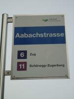 (138'014) - ZVB-Haltestelle - Zug, Aabachstrasse - am 6. Mrz 2012
