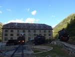 (220'015) - DFB-Dampflokomotiven - Nr. 1, 9 + 704 - am 22. August 2020 in Gletsch