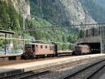 (252'125) - BLS-Lokomotiven - Nr. 194 + 191 - am 26. Juni 2023 im Bahnhof Goppenstein