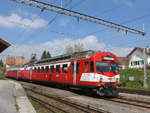 (203'739) - CJ-Pendelzug - Nr. 222 - im Bahnhof Bonfol