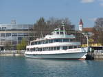 (215'963) - Motorschiff Bubenberg am 8. April 2020 an der Schifflndte Thun