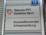 (161'483) - ltere Tafel aus der PTT-Zeit fr den Kurzwellensender Schwarzenburg am 30. Mai 2015 in Mamishaus