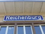 (216'870) - Altes Schild vom Bahnhof Reichenburg am 9.