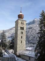 (158'420) - Der Kirchturm von St. Niklaus am 18. Januar 2015