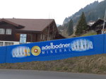 (169'536) - Adelbodner Mineralwasser-Werbung am 27. Mrz 2016 in Adelboden, Mineralquelle