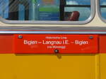 (225'872) - Routentafel  Biglen-Langnau .E.-Biglen  am 13. Juni 2021 beim Bahnhof Langnau