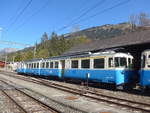 (222'098) - MOB-Pendelzug - Nr. 4002 - am 19. Oktober 2020 im Bahnhof Lenk