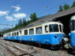 (252'633) - MOB-Pendelzug - Nr. 4001 - am 11. Juli 2023 im Bahnhof Lenk