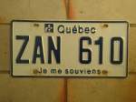 (141'067) - Autonummer aus Kanada - ZAN 610 - am 11. August 2012 im BrockiShop