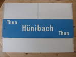 (220'156) - Alte Routentafel  Thun-Hnibach-Thun  vom STI-Trolleybus am 23. August 2020 in Thun