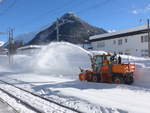 (188'516) - RhB-Schneeschleuder - GR 83'853 - Aebi am 13. Februar 2018 im Bahnhof Davos Dorf