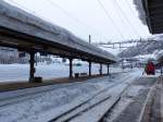 (148'819) - Viel Schnee im Bahnhof von Airolo am 9. Februar 2014
