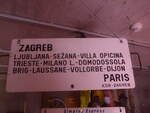 (227'576) - Routentafel - Zagreb-Paris - am 28.